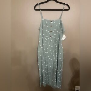 Dip Linen Blend Dress with White Floral Design